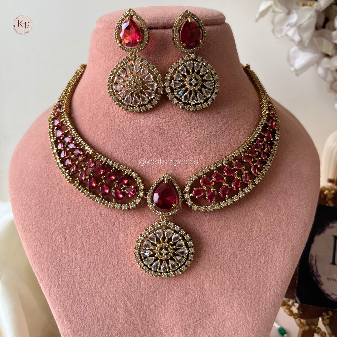 Yashvi Red Victorian Necklace set