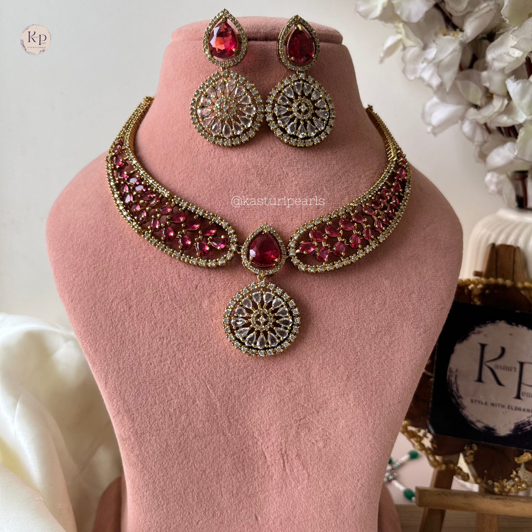 Yashvi Red Victorian Necklace set