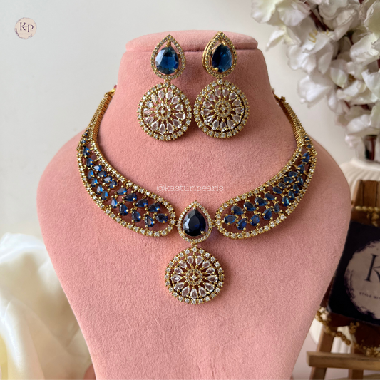 Yashvi Blue Victorian Necklace Set