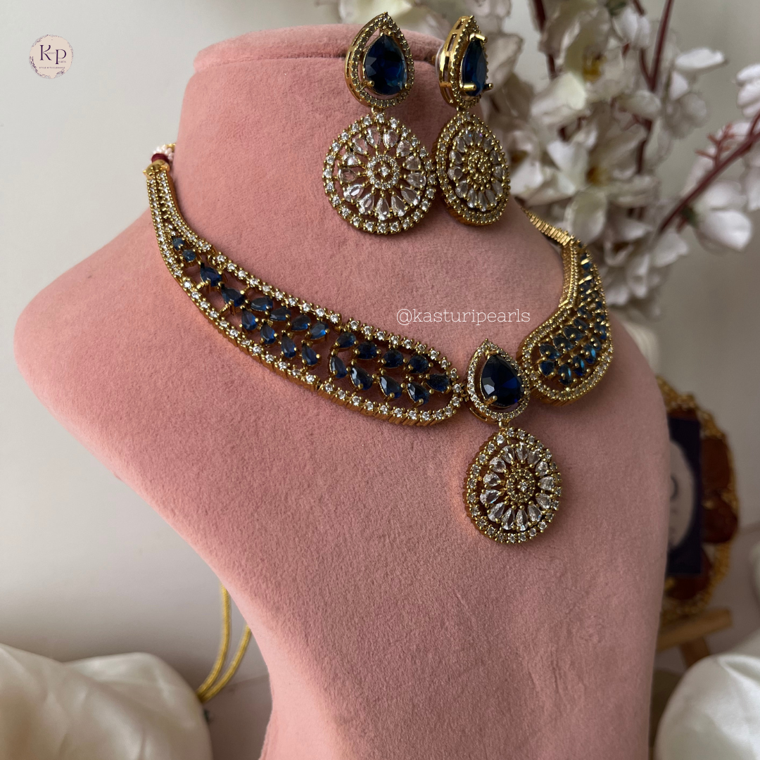 Yashvi Blue Victorian Necklace Set