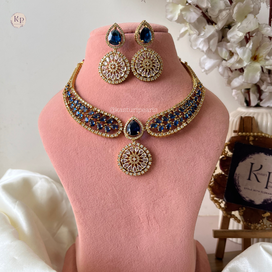 Yashvi Blue Victorian Necklace Set