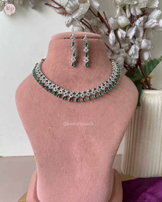 Nimisha 2.0 Green American Diamond Neckset