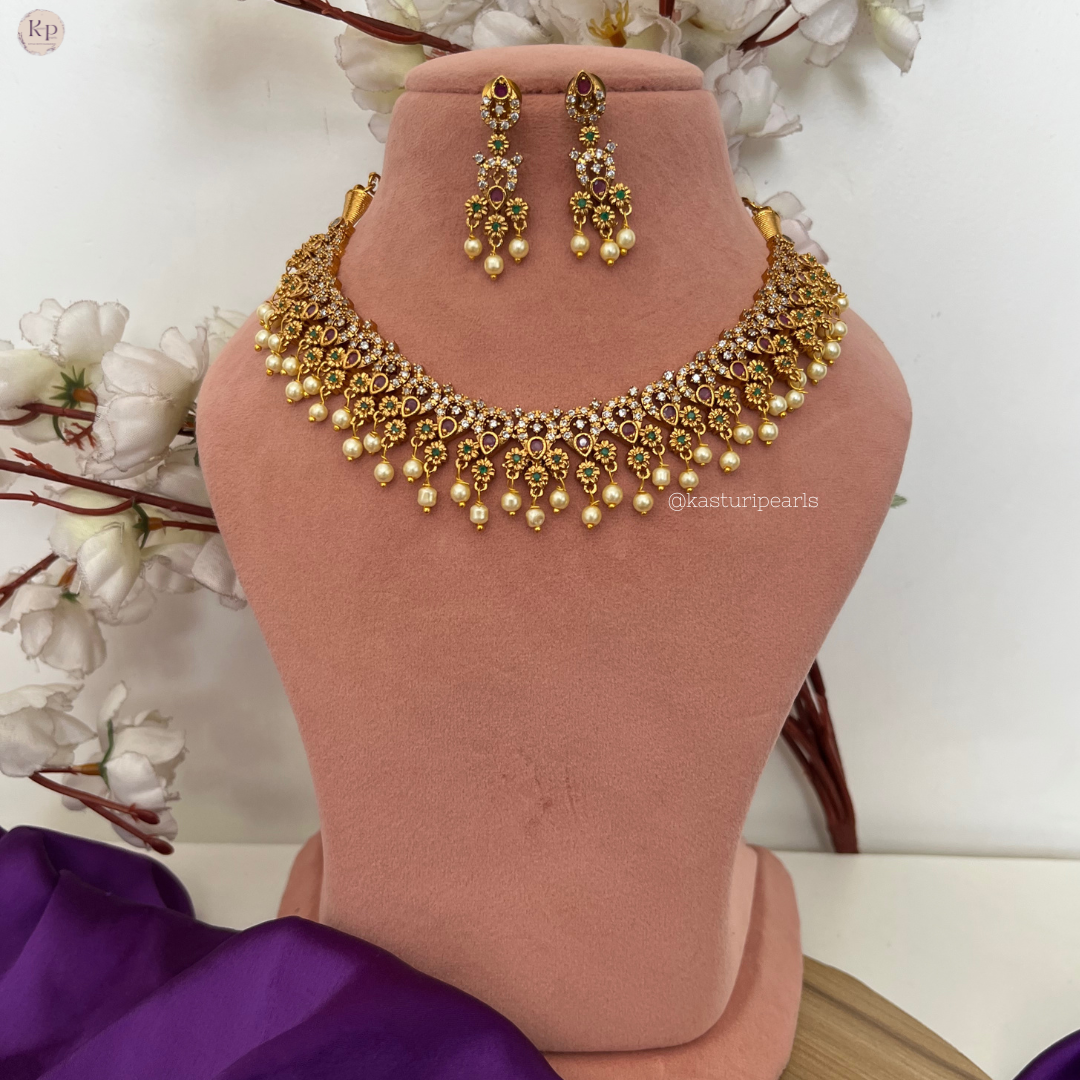 Charu Antique Gold Necklace set