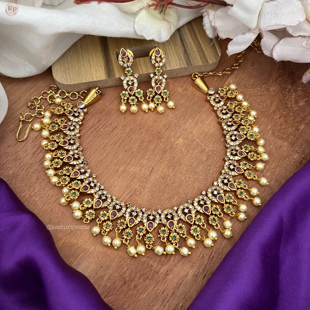 Charu Antique Gold Necklace set