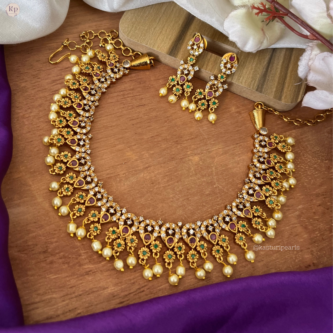 Charu Antique Gold Necklace set