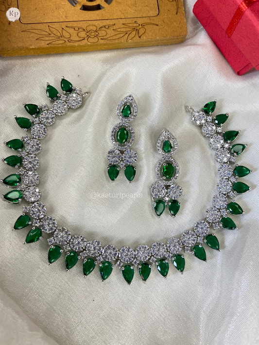 Drashti green American diamond Neckset