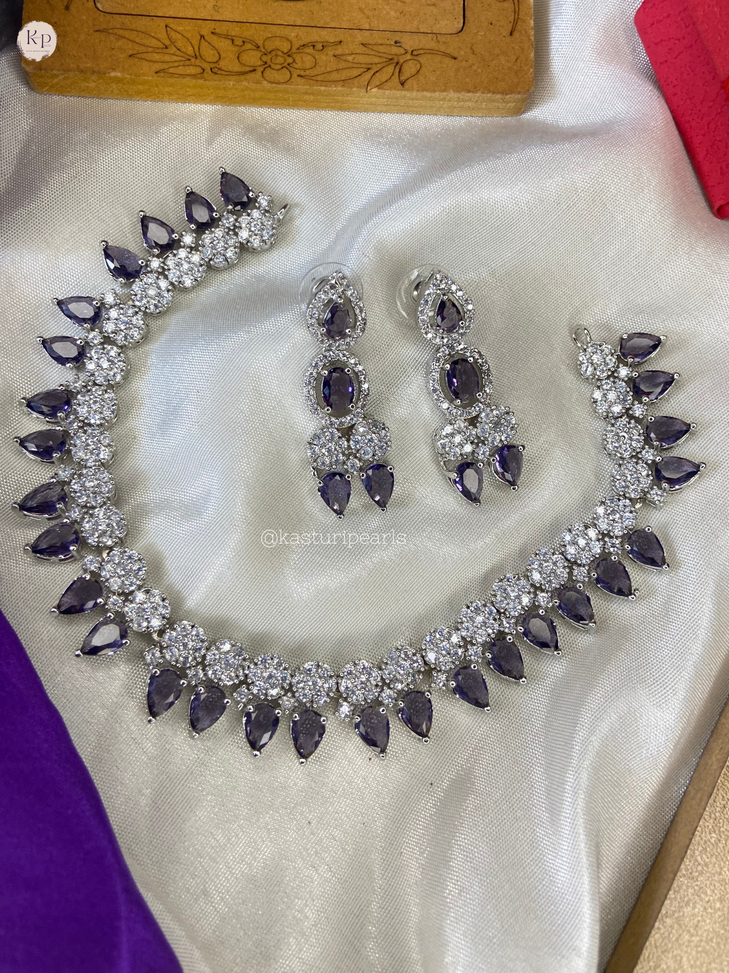 Drashti Purple American Diamond Neckset