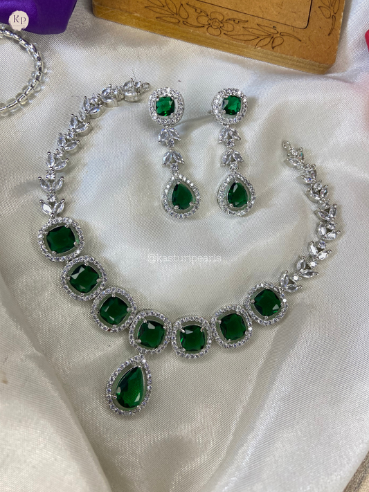 Fenisha green American diamond Neckset