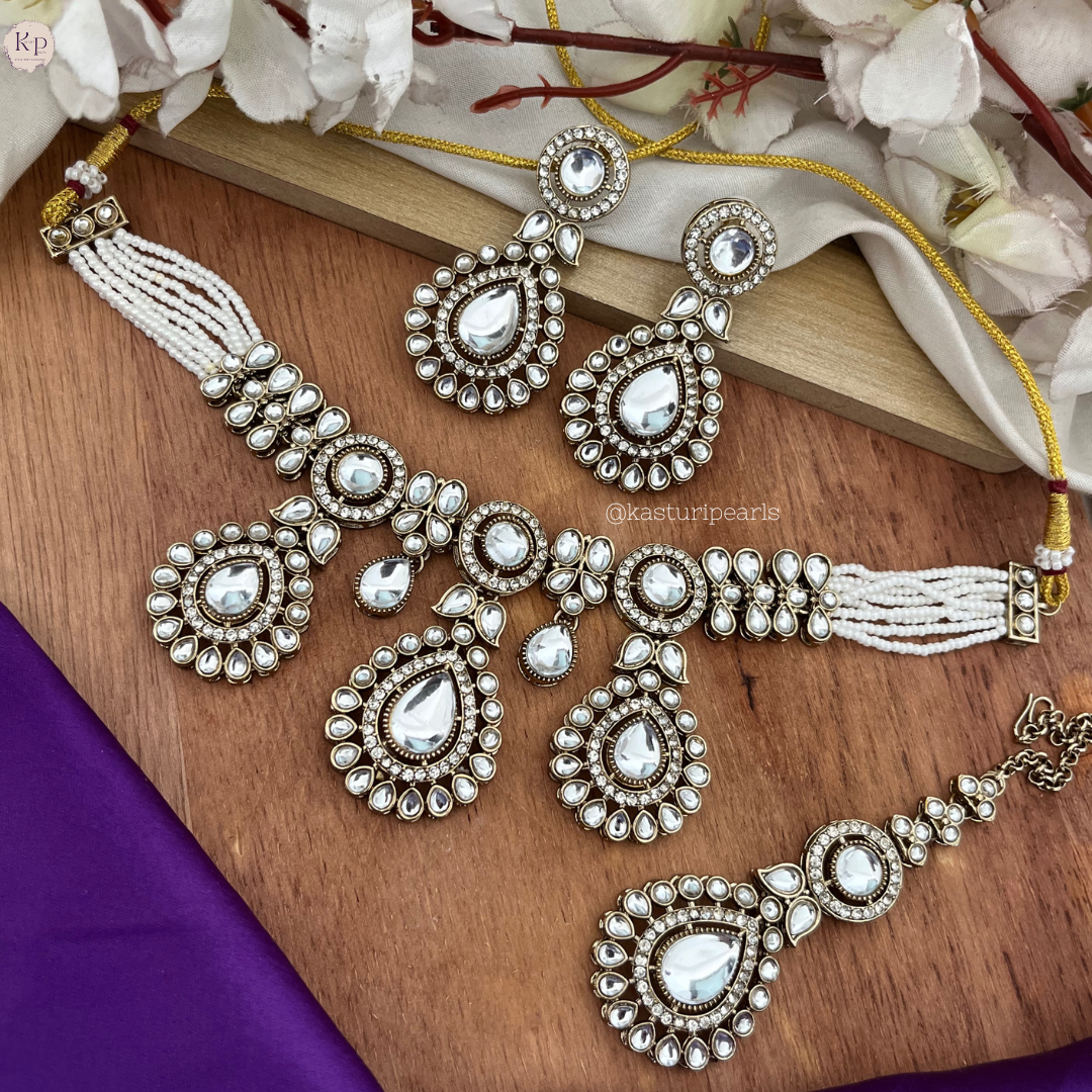 Jhanak IVORY kundan Moti Necklace set