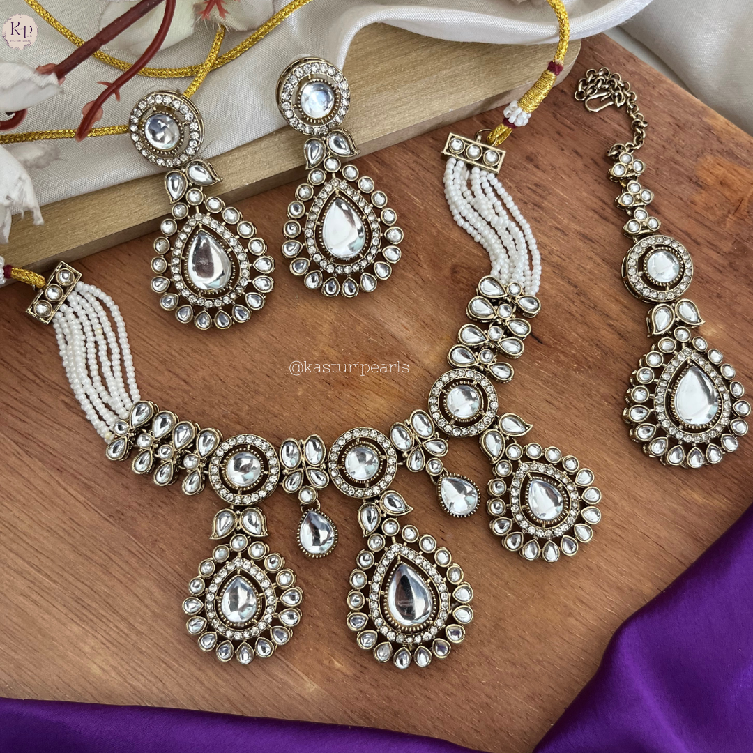 Jhanak IVORY kundan Moti Necklace set