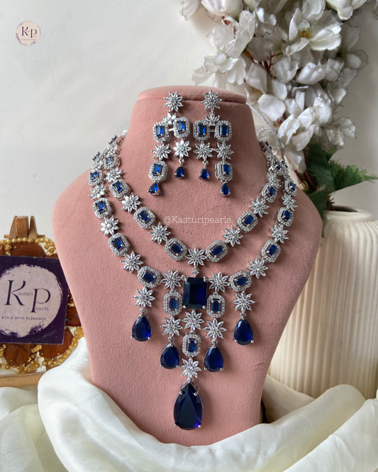 Lakshika Blue AD Necklace set