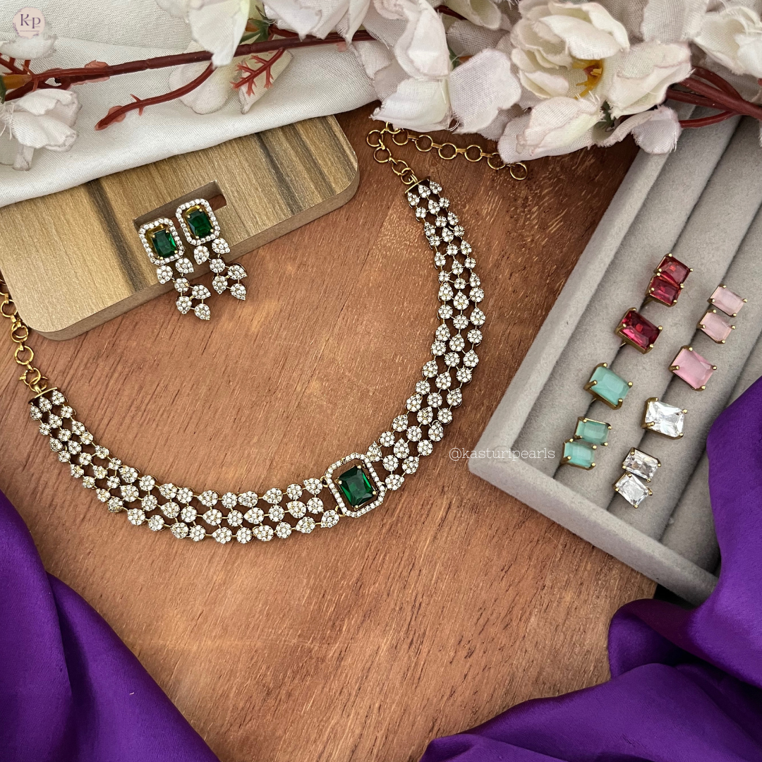 Mauli Antiue Gold changeable stone Neckset