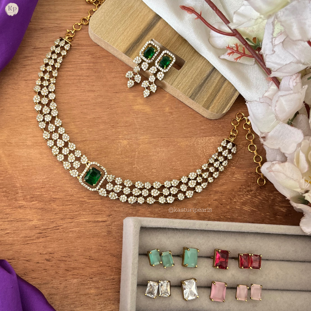 Mauli Antiue Gold changeable stone Neckset