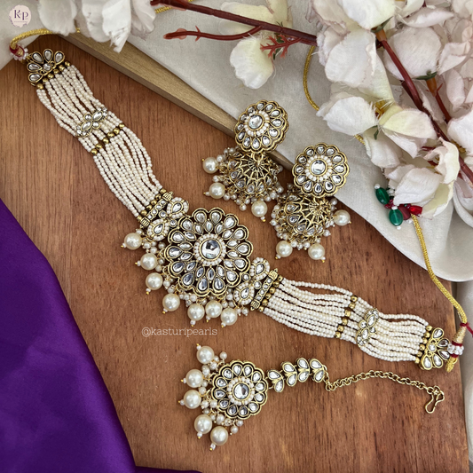 Mihira Kundan Ivory choker set