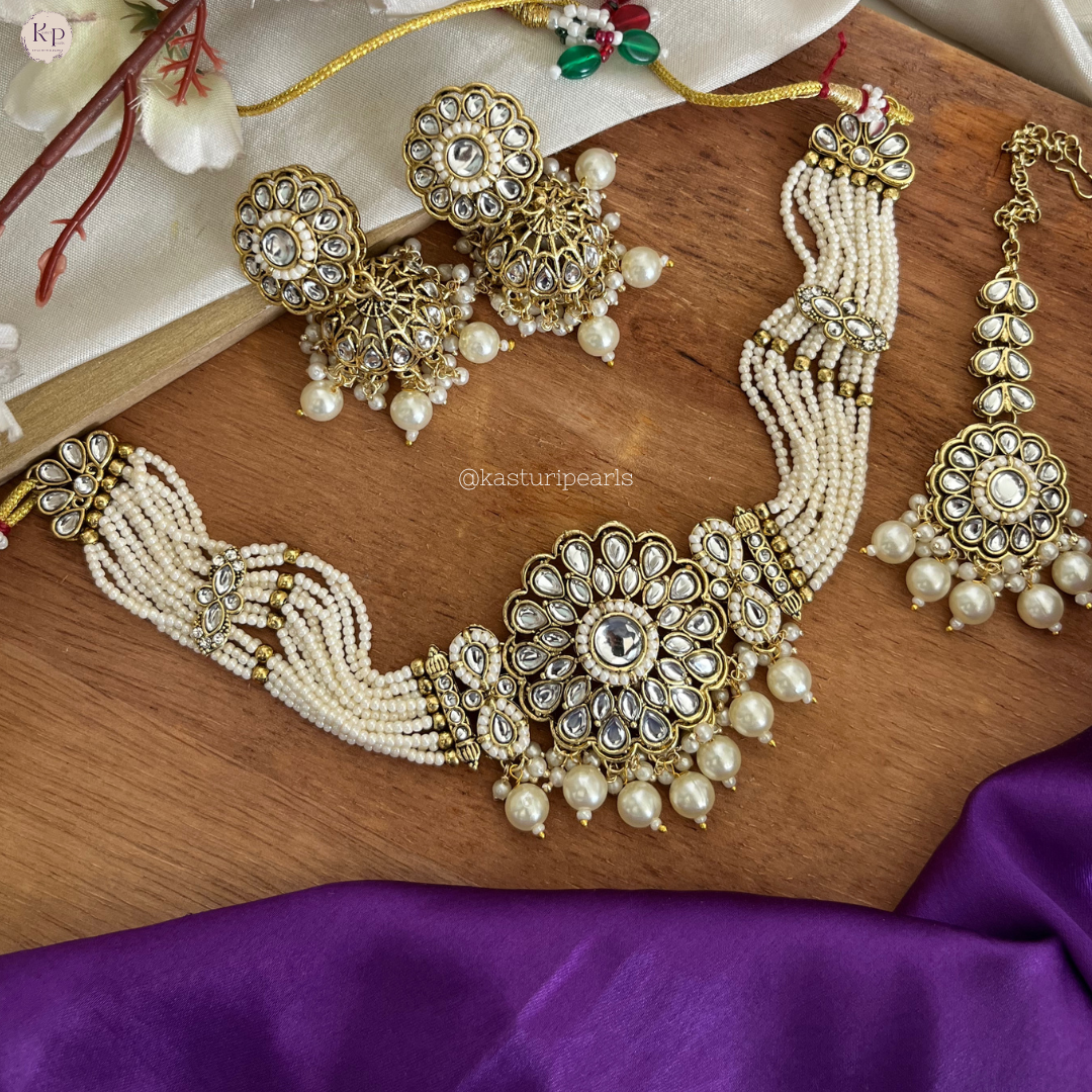 Mihira Kundan Ivory choker set