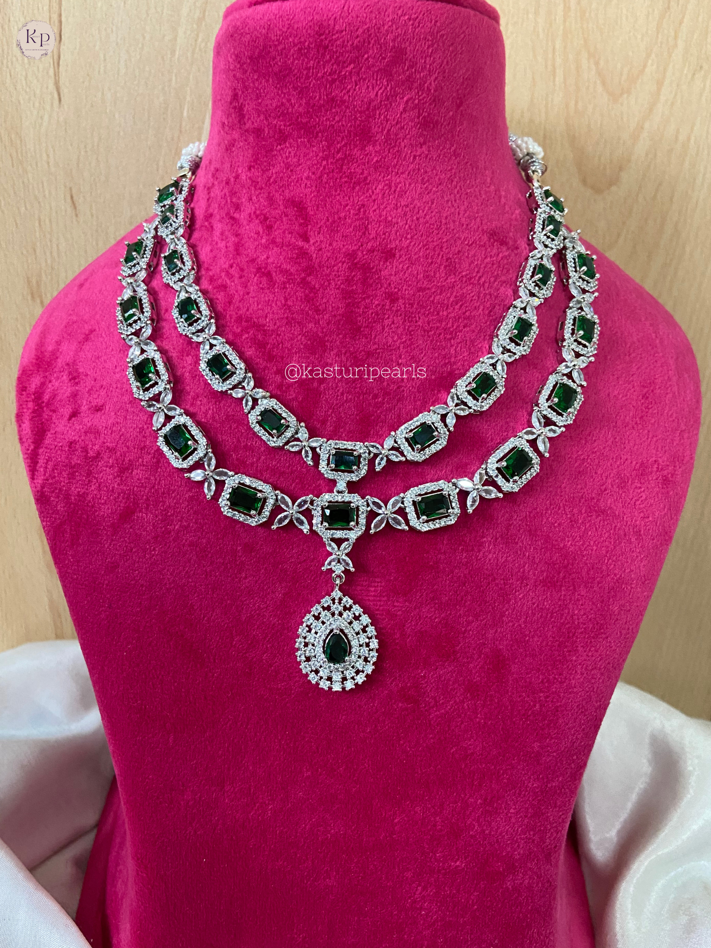 Muskan Green American Diamond Neckset