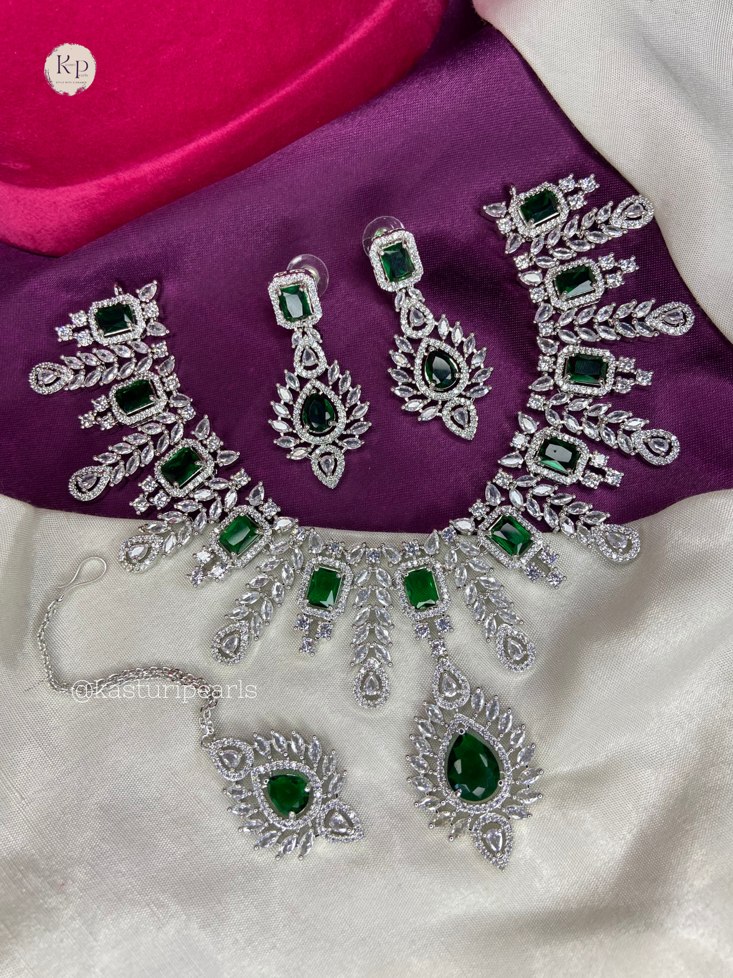 Nidhika American Diamond necklace set