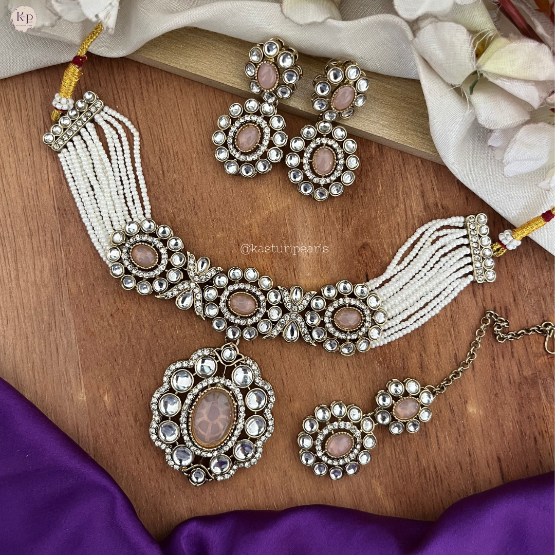 Paridhi Pink kundan choker set