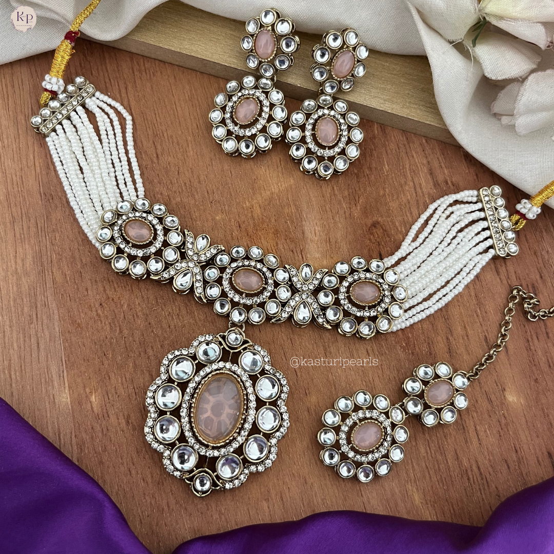 Paridhi Pink kundan choker set