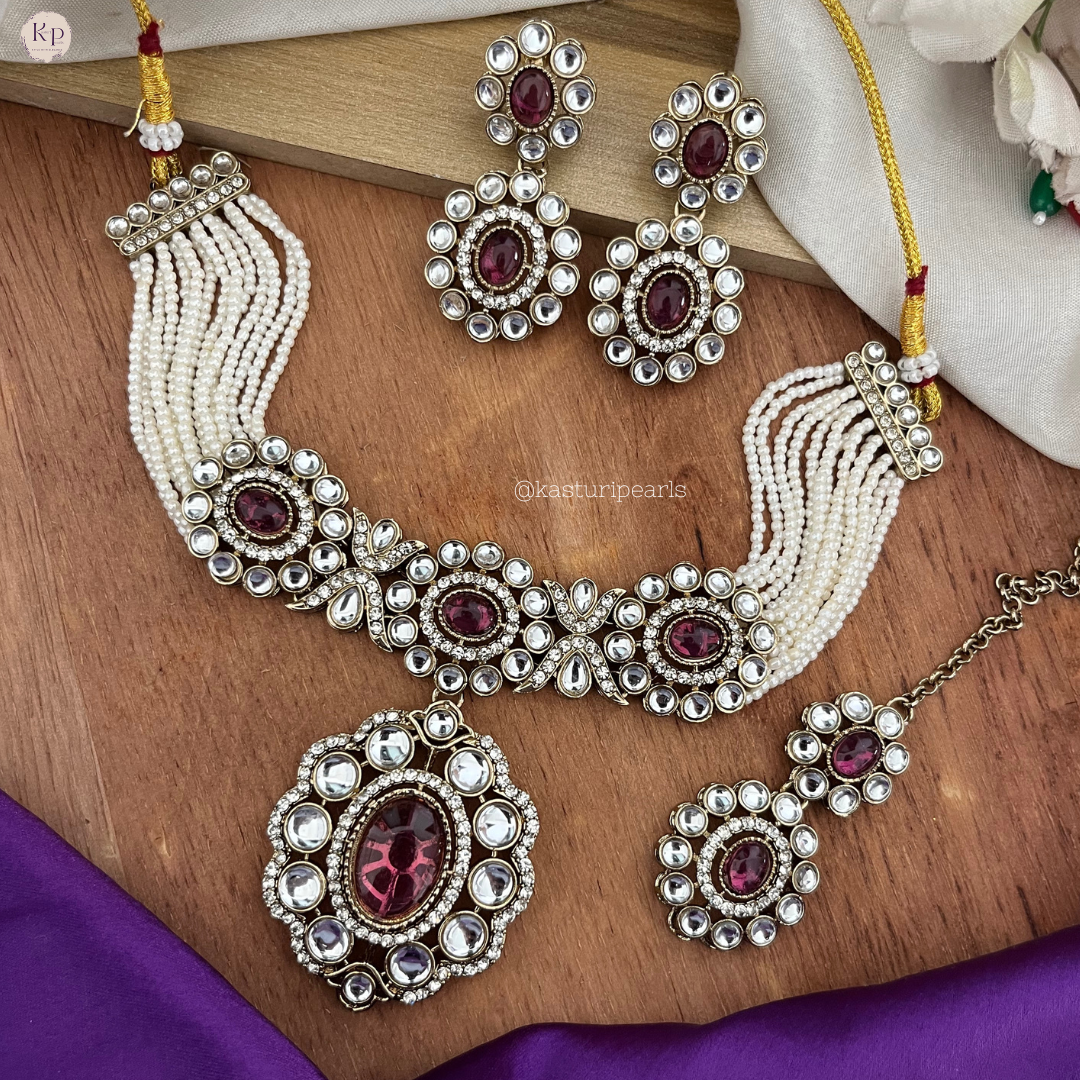 Paridhi Ruby rRed kundan choker set