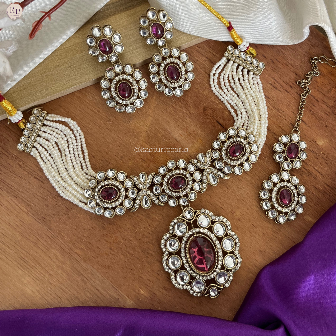 Paridhi Ruby rRed kundan choker set