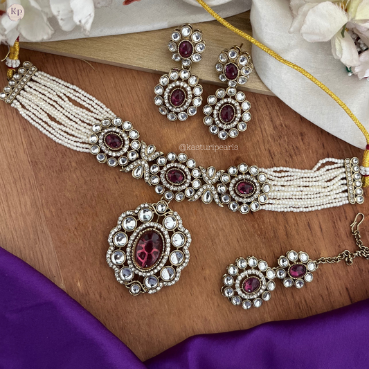 Paridhi Ruby rRed kundan choker set