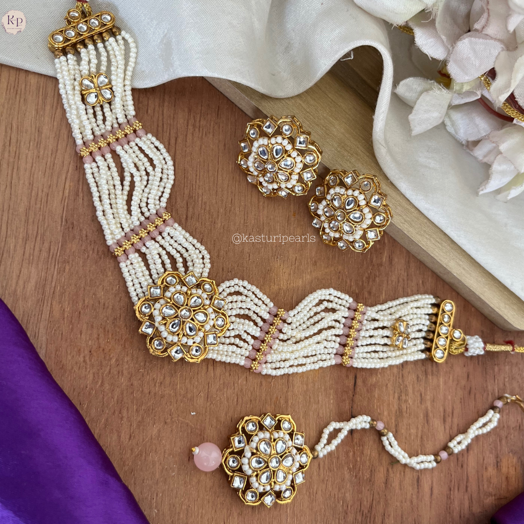 Ridhima Pink Moti choker set