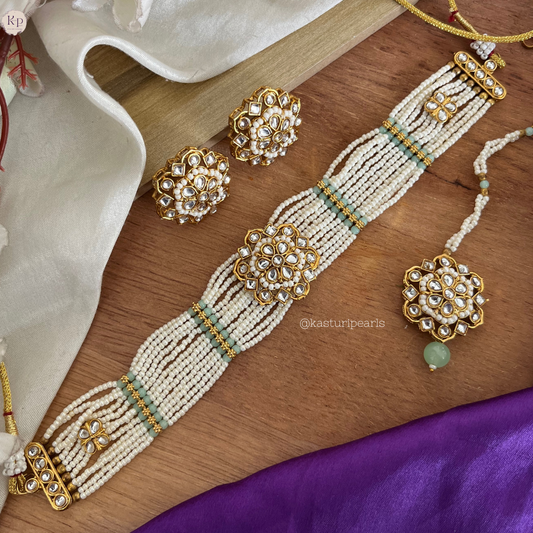 Ridhima Mint Moti choker set