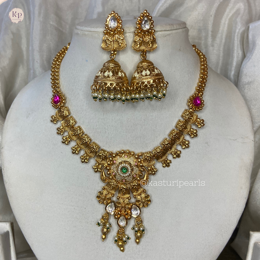 Rutvi Antique coper rajwada necklace set