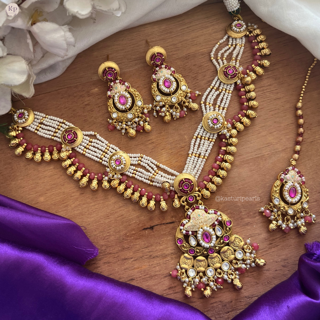 Samridhi Antique Gold moti Necklace set