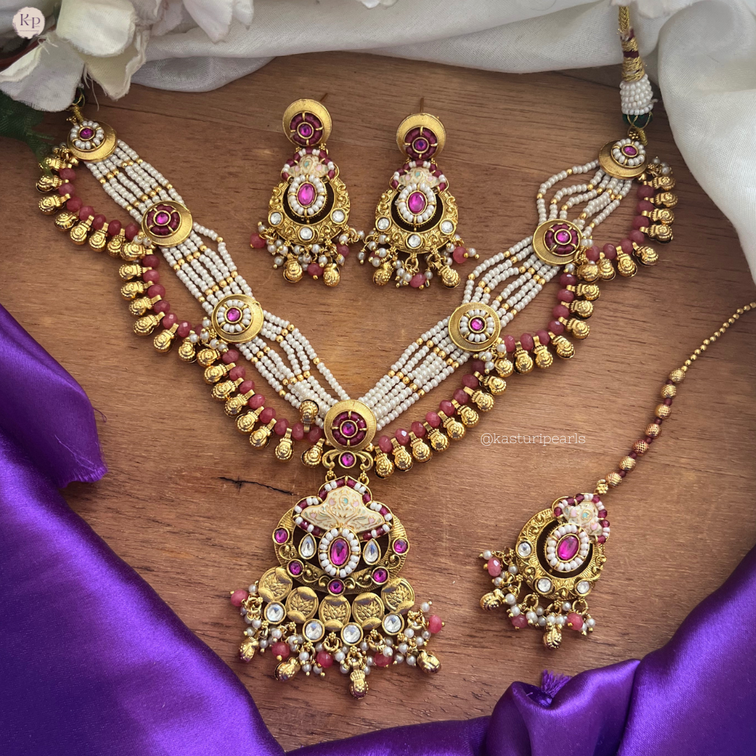 Samridhi Antique Gold moti Necklace set